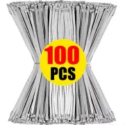 100Pcs Stainless Steel Cable Ties Metal Zip Ties Strap Exhaust Wrap Self-locking