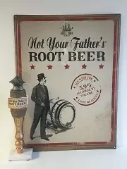Not Your Father's Root Beer Tap Handle 13" & Tin Tacker Sign Set ~ NEW & F/Shipn