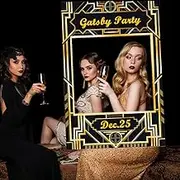 JeVenis Luxury Art Deco Party Photo Booth Prop Frame 1920s Great Gatsby Photo Frame Roaring 20's Photo Selfie Frame for Great Gatsby Wedding Vintage Birthday Party Supplies