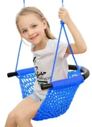 Hand-Knitting Toddler Swing, Swing Seat for Kids with Adjustable Ropes, Littl...
