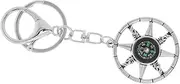 [Ipetboom] Miniature Nautical Compass Keychain Durable Metal Keyring with Unique Ship Wheel Design Outdoor Adventure Accessory for Sailors and Boaters Versatile Use for Keys and Bags
