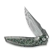 WE Knife Quinseris 23093-DS1 Titanium Jungle Wear Fat Carbon Damasteel Knife