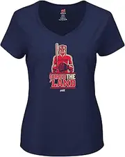 Smack Apparel Guard The Land T-Shirt for Cleveland Baseball Fans (SM-5XL), Navy Ladies V-neck, Medium