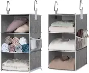 6-Shelf Hanging Closet Organizers, Two 3-Shelf Separable Closet Hanging Shelves,