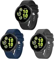 3 Pack Sport Bands for Garmin Vivoactive 5 Bands/Vivoactive 3 Bands, 20mm Soft Silicone Wristband Straps for Garmin Forerunner 245/245 Music Band