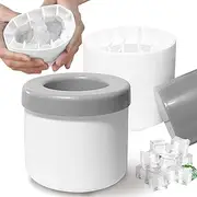 ONMELON Ice Making Bucket, Quick-Freeze Silicone Ice Cube Tray with Easy Release and Compact Design (Grey)