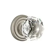 Emtek Diamond Crystal Door Knob Privacy Set Regular Rosette Pewter