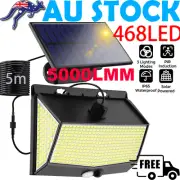 468 LED Solar Flood Light Motion Sensor Security Wall Yard Garden Outdoor Cable