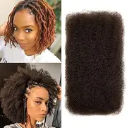 FASHION IDOL Afro Kinkys Bulk Human Hair for Dreadlock Extensions 10 Inches 1 Pack 50 Gram Natural Black Loc Repair Afro Kinky Braiding Human Hair for Locs 1.8 Oz (16, dark brown)