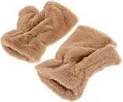 [FOMIYES] Winter Faux Suede Gloves Extra Thick Plush Lined Winter Gloves for Cold Weather Stylish Korean Design for Outdoor Use Cozy and Warm Brown Adult Fit