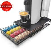 Coffee Pod Holder Drawer for VertuoLine Stores 40 Pods Black Kitchen Organizer