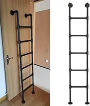 Heavy Duty Wall Mounted Attic Loft Ladder Space Saving Interior Bunk Bed Ladder for Dorm Library Warehouse Deck RV Boat Strong Metal Iron Fire Escape Ladder with 330LBS Load Capacity (195cm/