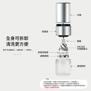 【TIAMO】USB充電磨豆機 電動磨豆機/HG4433ST(不銹鋼)|Tiamo品牌旗艦館