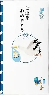 Iyo Yuina Center TPC-005 Gold Seal TPC Series Paper Cut Celebration Bag with Mascot, Happy Baby Birth Crane, Blue, Approx. 3.7 x 7.0 inches (9.5 x 17.8 cm), Made in Japan, White