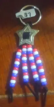 Independence Day Colored Acrylic Beaded Star Concho Keychain
