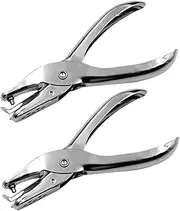 Tofficu 2pcs Hole Puncher Office Paper Hole Puncher Heavy Duty Metal Single Hole Punch Handheld Paper Puncher