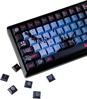 YMDK Blue Black Graffiti Theme Keycaps 137 Keys Cool Creative Keycap PBT Dye Sub Custom Key Caps for MX Mechanical Keyboard