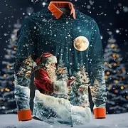 Christmas Santa Claus Casual Business Casual Men's Button Up Shirt Long Sleeve Party Evening Daily Fall Winter Spring Summer Shirt Collar Button Up 3D Print T