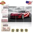 Red Sports Car in Black and White – 3 Panel Canvas Wall Art For Living Rooms
