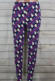 NWT LuLaRoe TC Black Leggings w/ Multi-Color Geometric Design-Tall & Curvy 12-18