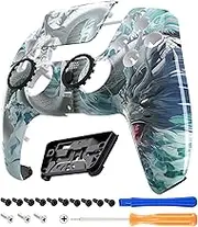 eXtremeRate LUNA Redesigned Front Shell Touchpad Compatible with ps5 Controller BDM-010 020 030 040 050, Jade Dragon Cloud Dominator Replacement Faceplate Case Touch Pad Compatible with ps5 Controller
