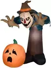 Gemmy Giant Animated Airblown Inflatable Haunted Scarecrow, 7.5 ft Tall, brown