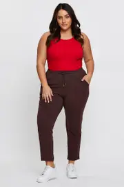 Brown Track Pants Mid Rise Drawstring