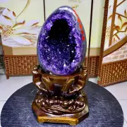 15LB natural rare amethyst Dinosaur egg Quartz Crystal specimen healing+stand