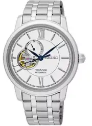 SEIKO PRESAGE SSA365J1 Automatic Watch Open Heart Semi Skeleton White Steel 4R39