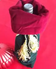 Deep Forest Green and Dark Burgundy Wine / Liquor VELVET BAG with Gold Tassel