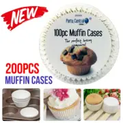 200PCS Cases Muffin Paper Liners Cake Baking Cupcake Solid Color White NEW