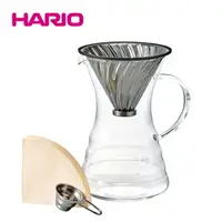 在飛比找樂天市場購物網優惠-【全新庫存品出清】HARIO V60白金金屬濾杯咖啡壺組 V