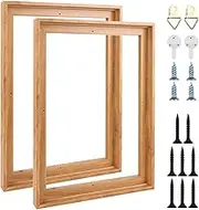 LDHHYH 2 Pack Floater Frame for 12x16 Inch Canvas Painting, Solid Floating Frame for 0.6” Deep Canvas, Wall Art Painting Frame for Living Room Bedroom Office - Walnut