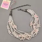 Coral Necklace Clear Moonstone Pink Shell Layered Collection Privee Italy 18 in