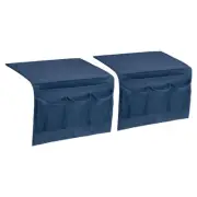 2pcs Bedside Caddy, Bed Caddy Bedside Organizer Bed Hanging Caddy 4 Pocket,Blue