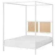 VITARNA four-poster bed frame, white Luröy/Skådis wood, Double