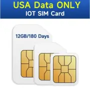 Data Only SIM Card for IoT Devices, 180 Days 12GB Internet, AT&T and T-Mobile