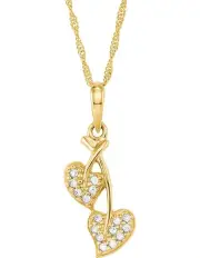 Amor Leaves Pendant 14ct Gold Necklace Set