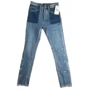 $248 PRPS Women's AMX Distressed High Waisted Boyfriend Denim Jeans INDIGO 25x29