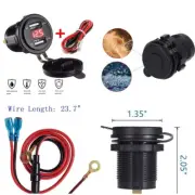 Car 12-24V Waterproof 2USB Charger Socket Outlet 4.2A Red LED Voltmeter 10A Fuse (for: Fiat)