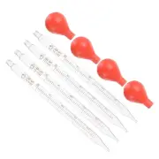 4pcs 10ml Dropper Pipettes Set Lab Graduated Scaled Tool with Red Rubber Cap