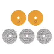 5pcs 4" Grit 200 Diamond Polishing Pad Wet/Dry for Stone Concrete Marble Quartz