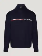 Tommy Hilfiger Men's Stripe Quarter-Zip Sweater - Desert Sky Blue-Small