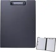A4 Foldable Clipboard, 360 Degree Cover Clipboard File Folder, Plastic Letter Size Binder Clip Board with Vertical Double Clips Metal Clip for Office/Interviews Documents/Work/Teacher, Black