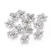 Turtle Charms Antique Silver Tone Tortoise Pendants Nautical Sea Life Jewelry 8p