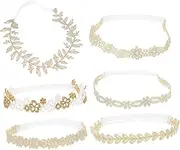GETAJGHSD 6pcs Girl Lace Floral Headbands Elastic Hair Accessories for Newborns Unique Floral Design with Leaves Heart and Embroidery