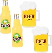 Windproof Beer Mug Bottle Clothespins - 4Pcs Plastic Beach Chair Clips, Creative Towel Clips, Funny Beer Beach Chair Clips for Beach Chairs