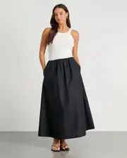 [Jag] Jag Women's Poplin Maxi Skirt In Black Size 16 16 Black