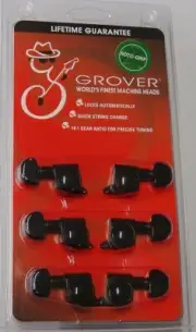 Grover 505BC Mini Roto-Grip Locking Rotomatic Tuners 3+3, Black Chrome Finish