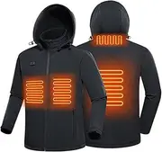 [scosao] Heated Jacket Winter Outdoor Soft Shell Electric Heating Coat Hooded for Men Rechargeable Waterproof Heating Jackets